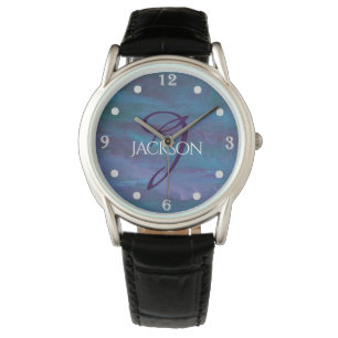 Blue Ombre Abstrakt   Aquamarines Violett Lila Mon Armbanduhr