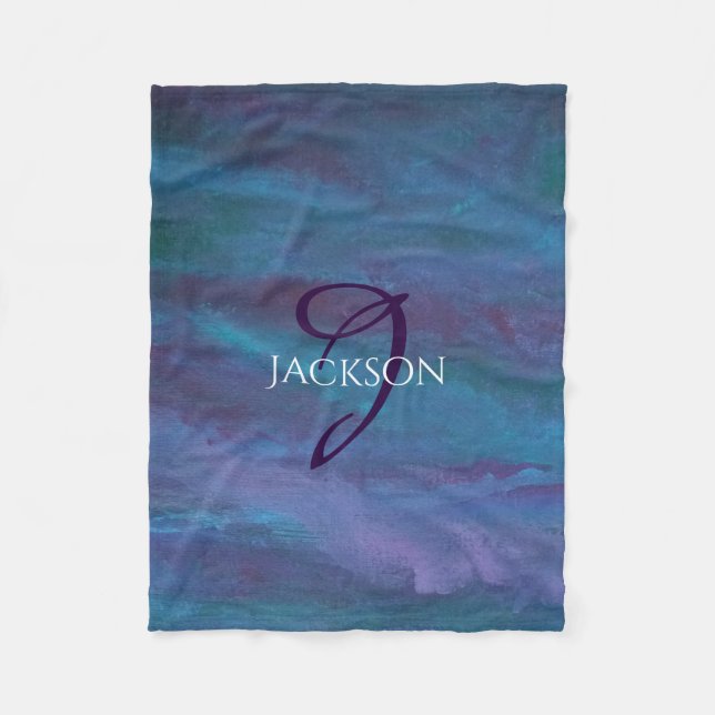Blue Ombre Abstrakt | Aquamarines Violett Lila Mon Fleecedecke (Vorderseite)