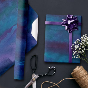 Blue-Ombre Abstrakt   Türkisfarbenes Aquamarines  Geschenkpapier