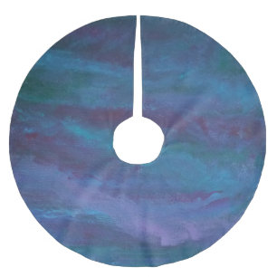 Blue-Ombre Abstrakt   Türkisfarbenes Aquamarines  Polyester Weihnachtsbaumdecke