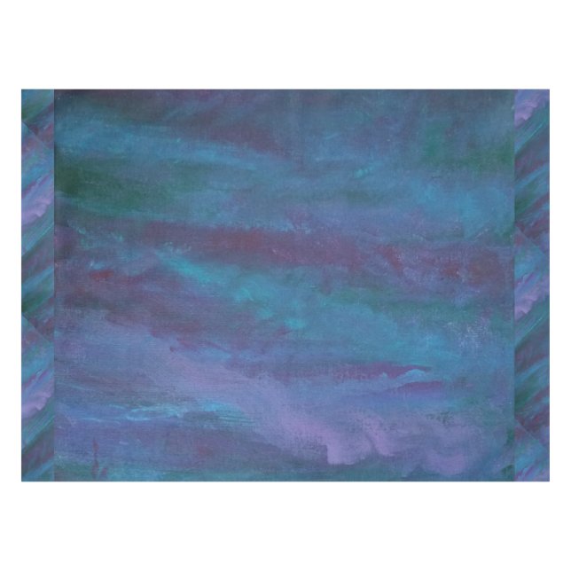 Blue Ombre Abstrakt | Türkisfarbenes Aquamarines V Tischdecke (Vorderseite (Horizontal))