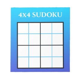 Blue Ombre Gradient 4x4 Sudoku Grid Template Notizblock