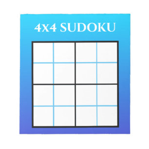 Blue Ombre Gradient 4x4 Sudoku Grid Template Notizblock