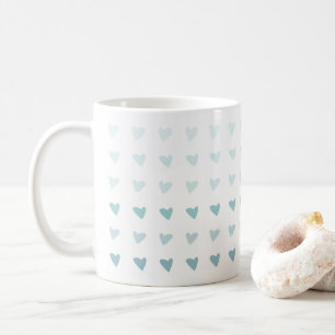 Blue Ombre Heart Valentines Love Mug