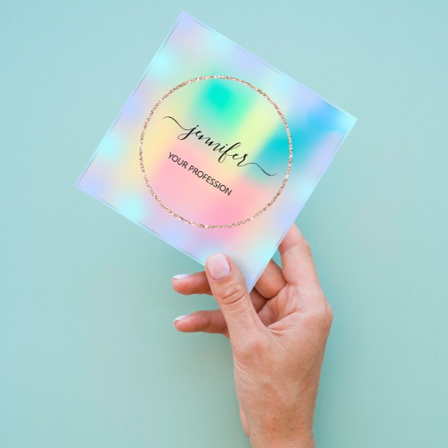 Blue Ombré Holograph Beruflich Makeup Rose Quadratische Visitenkarte (Von Creator hochgeladen)