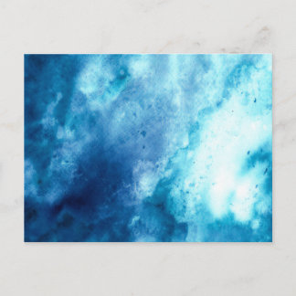 Blue Ombre Inkblot Spritzer Wasserfarbmuster Postkarte