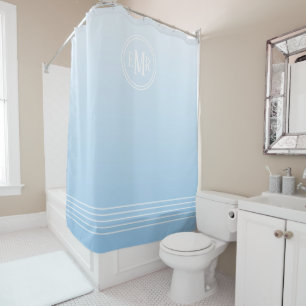 Blue Ombre Mit Monogramm Duschvorhang