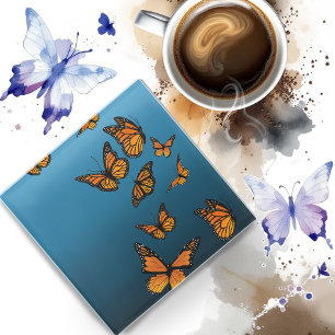 Blue Ombre Monarch Butterflies Glasuntersetzer