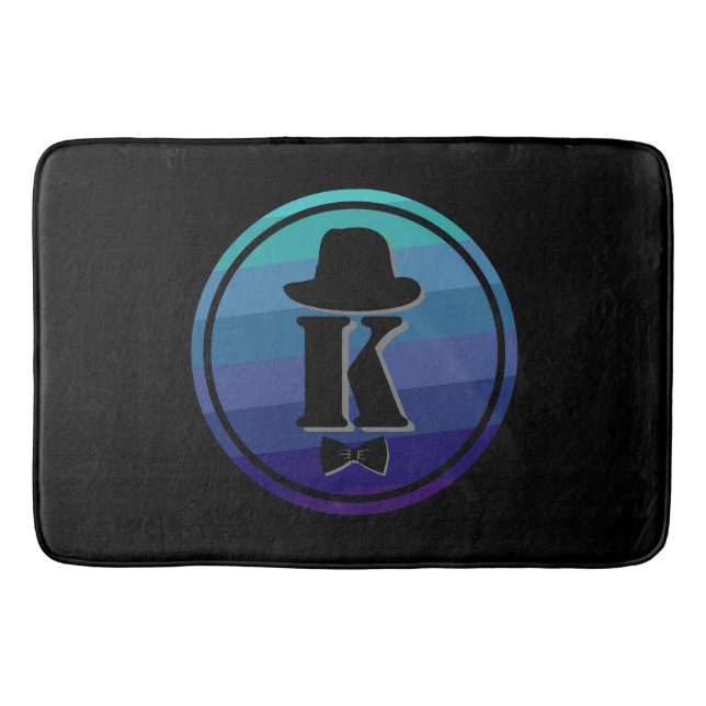 Blue Ombre Name Initial Monogram for Men Badematte (Vorderseite)