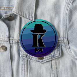 Blue Ombre Name Initial Monogram for Men Button