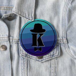 Blue Ombre Name Initial Monogram for Men Button