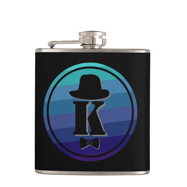 Blue Ombre Name Initial Monogram for Men Flachmann (Vorderseite)