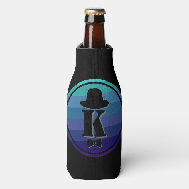 Blue Ombre Name Initial Monogram for Men Flaschenkühler (Flaschenvorderseite)
