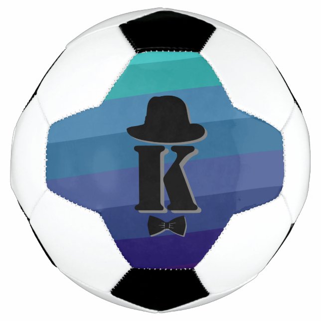 Blue Ombre Name Initial Monogram for Men Fußball (Vorderseite)