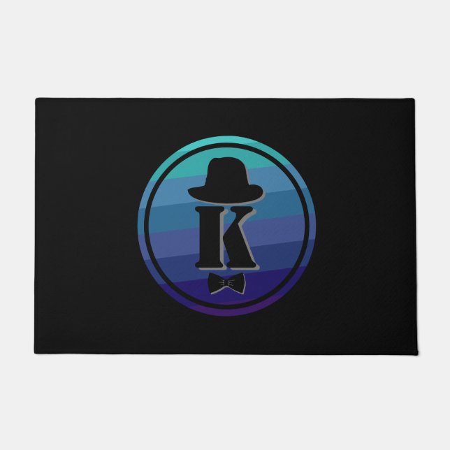 Blue Ombre Name Initial Monogram for Men Fußmatte (Vorderseite)