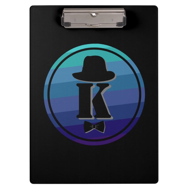 Blue Ombre Name Initial Monogram for Men Klemmbrett (Vorderseite)