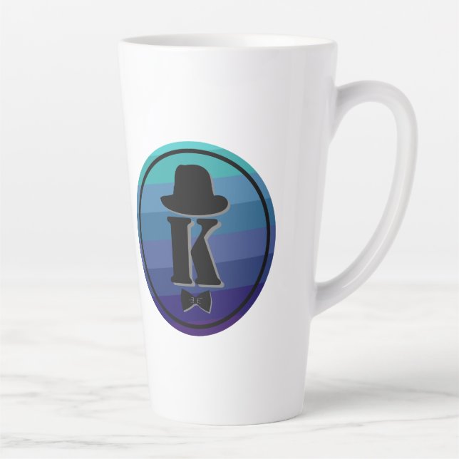 Blue Ombre Name Initial Monogram for Men Milchtasse (Rechts)