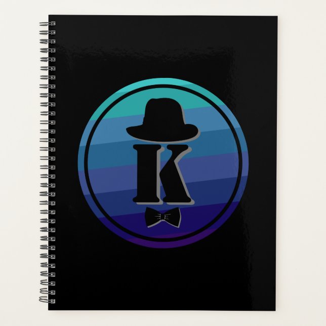 Blue Ombre Name Initial Monogram for Men Planer (Vorderseite)