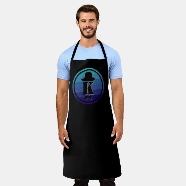 Blue Ombre Name Initial Monogram for Men Schürze (Getragen)