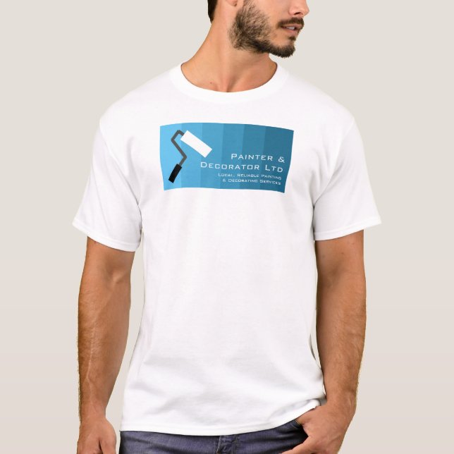 Blue Ombre & Paint Roller, Painter & Decorator T-Shirt (Vorderseite)