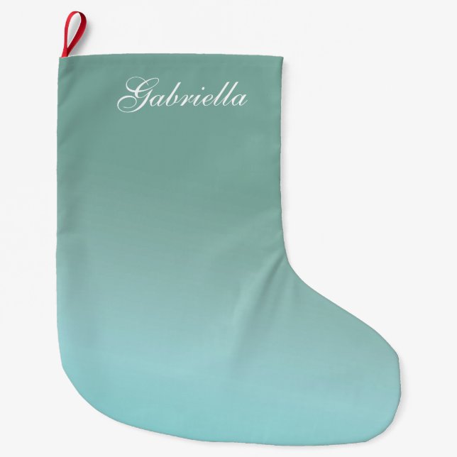 Blue Ombre Personalisiert Großer Weihnachtsstrumpf (Vorderseite)