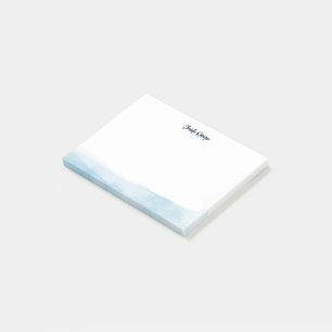 Blue Ombre Script Watercolor Personalisiert Post-it Klebezettel