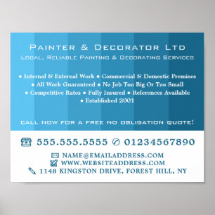 Blue Ombre Streifen, Maler und Dekorator Poster