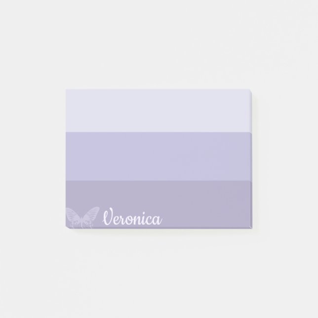 Blue Ombre Strip Butterfly Personalisiert Post-it Klebezettel (Vorderseite)