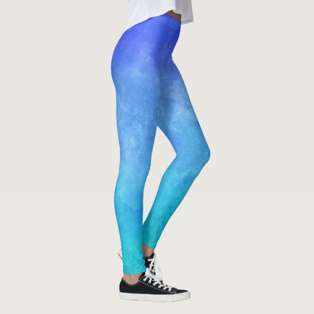Blue Ombre Watercolor Leggings (Rechts)