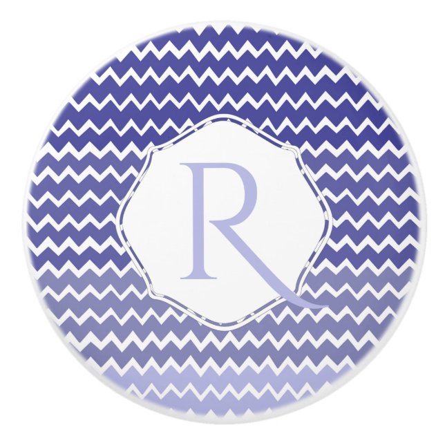Blue Ombre Zickzack Personalisierte Keramik Knob Keramikknauf (Vorderseite)