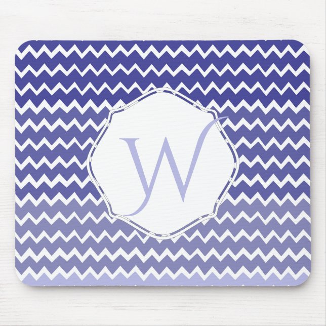 Blue Ombre Zickzack Personalisierte Maus Pad Mousepad (Vorne)