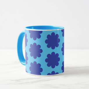 Blue on Aqua Retro Blume Art Tasse Cup