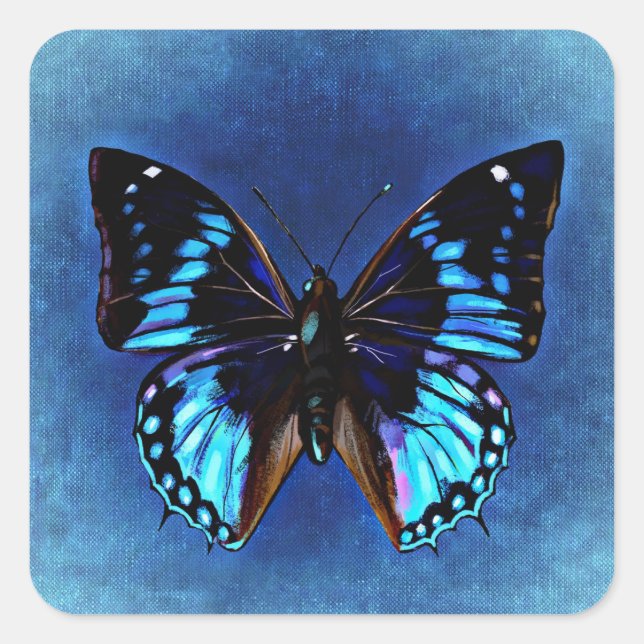 Blue on Blue Butterfly Sticker (Vorderseite)