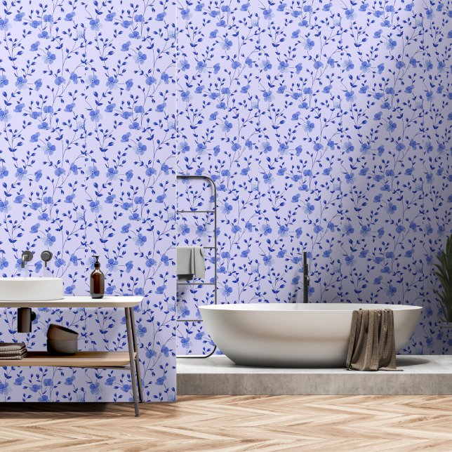 Blue on Blue Peel and Stick Tapete (Badezimmer)