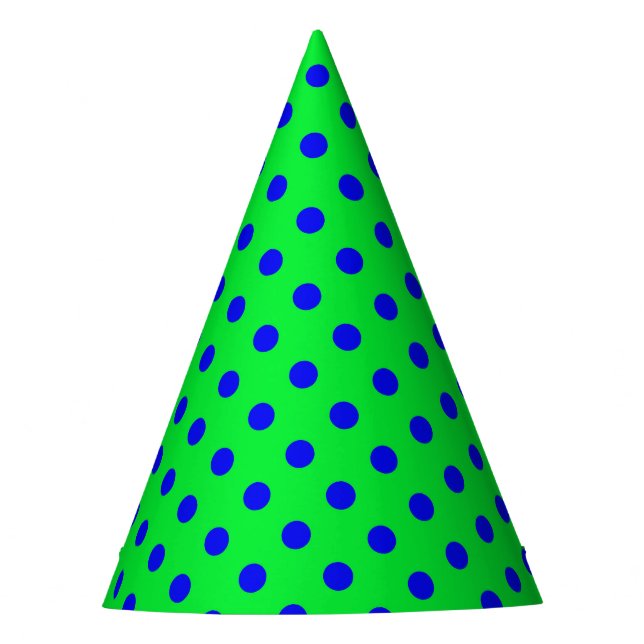 Blue On Green Polka Dots Pattern Design  Partyhütchen (Vorderseite)