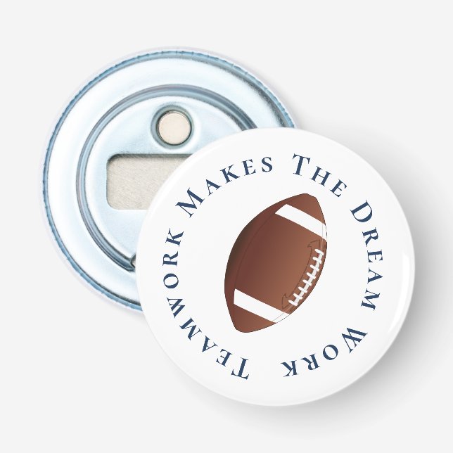 Blue on White Teamwork macht Traumarbeit Flaschenöffner (Vorderseite)