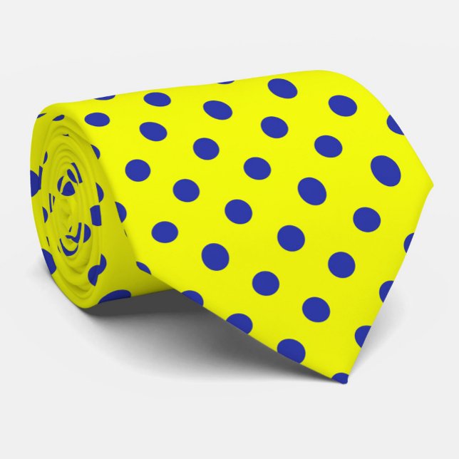 Blue On Yellow Polka Dots Pattern Design  Krawatte (Von Creator hochgeladen)