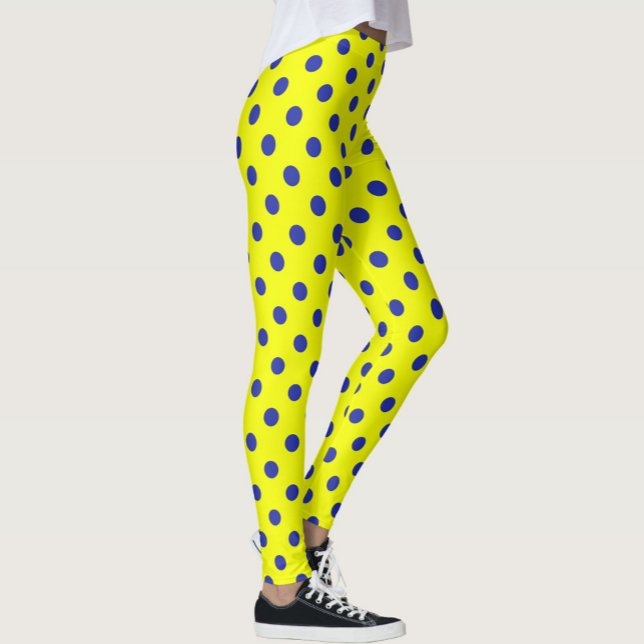 Blue On Yellow Polka Dots Pattern Design  Leggings (Von Creator hochgeladen)