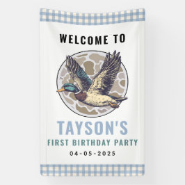 Blue One Lucky Duck 1st Birthday | Cute Rubber  Banner