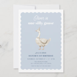 Blue One Silly Goose Boy 1er Invitation anniversai