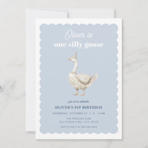 Blue One Silly Goose Boy 1er Invitation anniversai