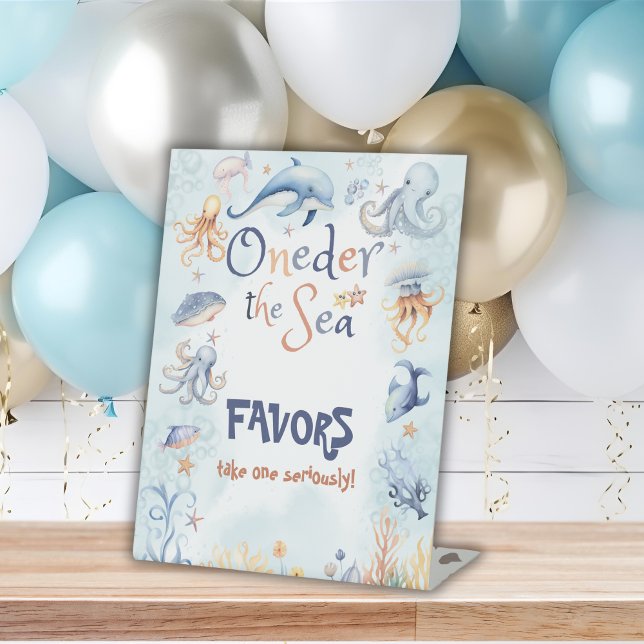 Blue Oneder the sea 1st birthday Favors Sockelschild (Von Creator hochgeladen)