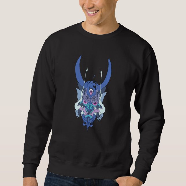 Blue Oni Mask Japan Demon Mythology Devil Sweatshirt (Vorderseite)