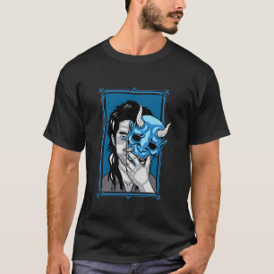 Blue Oni Mask Man Japanischer Dämon Ästhetische Ku T-Shirt