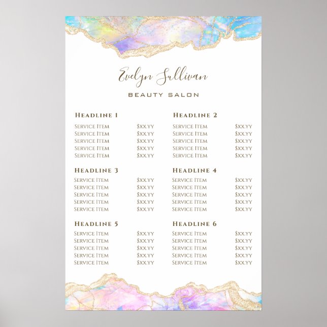 Blue Opal Design Preisliste Poster (Vorne)