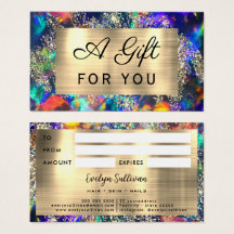 Blue-Opal-Geschenkkarte Gold Glitzer