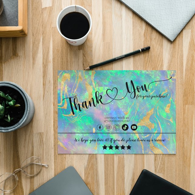 Blue Opal Iridescent Vielen Dank Business Card Visitenkarte (Von Creator hochgeladen)