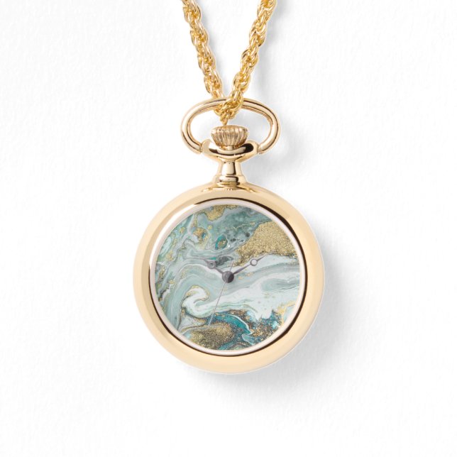 BLUE OPAL MARBLE SPARKLE 2 BAND WATTER ARMBANDUHR (Vorderseite)