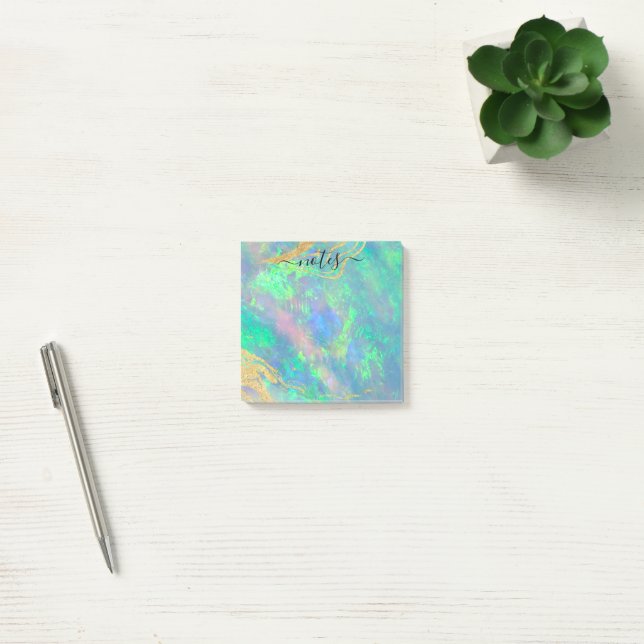 Blue Opal | Modernes Glam Note Pad Post-it Klebezettel (Büro)