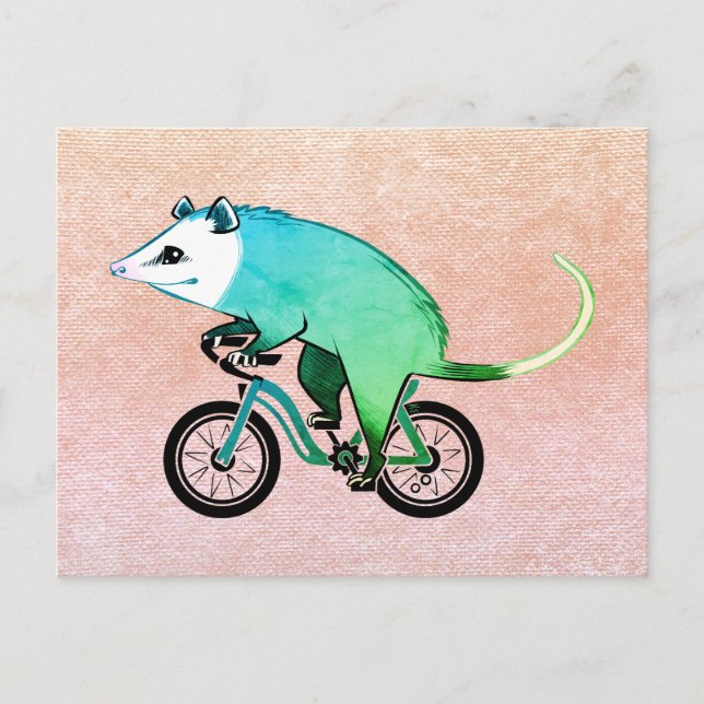 Blue Opossum Reiten Einladungspostkarte (Vorderseite)
